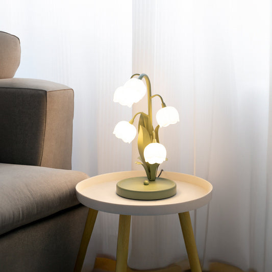 French-Style Minimalist Flower Table Lamp – Modern Rustic Ambient Light with Soft Glow, Faux Plant Design, Plug-In Night Light for Bedroom & Living Room, Black or White Finish