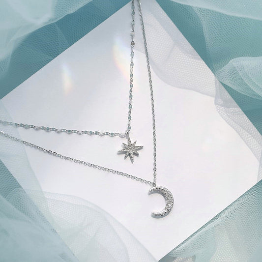 Creative Retro Simple Moon & Love Pendant Necklace for Women