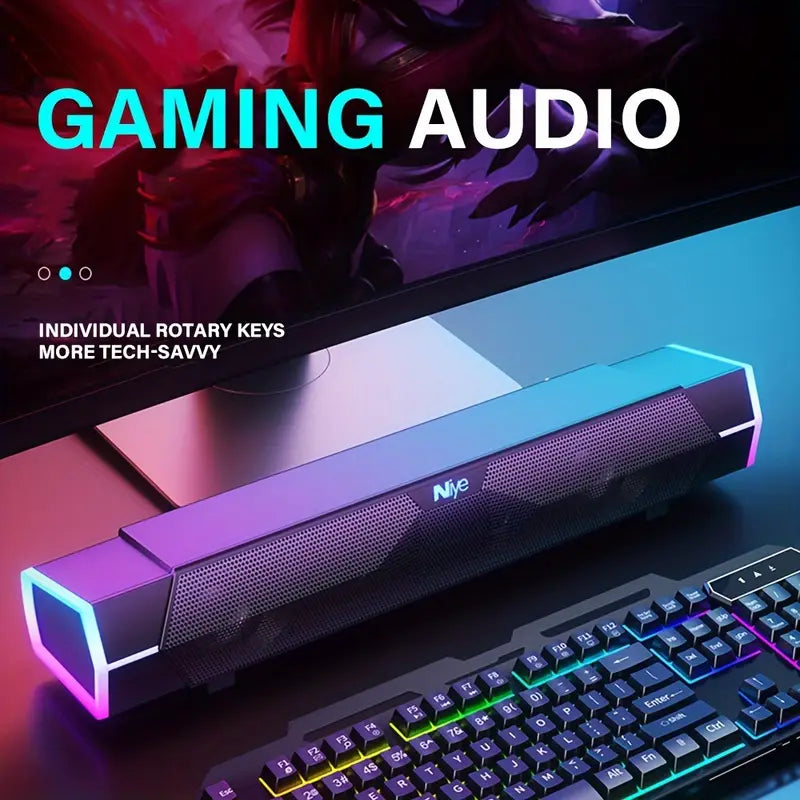 4D Bluetooth Computer Soundbar Dual Speaker Subwoofer Stereo Surround Sound Loudspeaker for Laptop PC Notebook