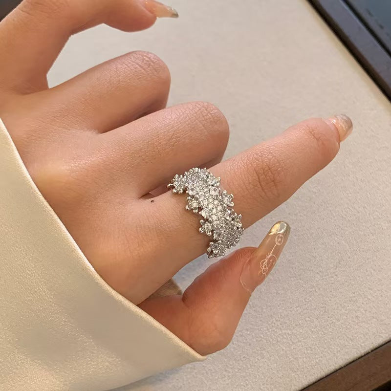 Exquisite Zircon Open Ring – Elegant Diamond-Style Women’s Fashion Jewelry