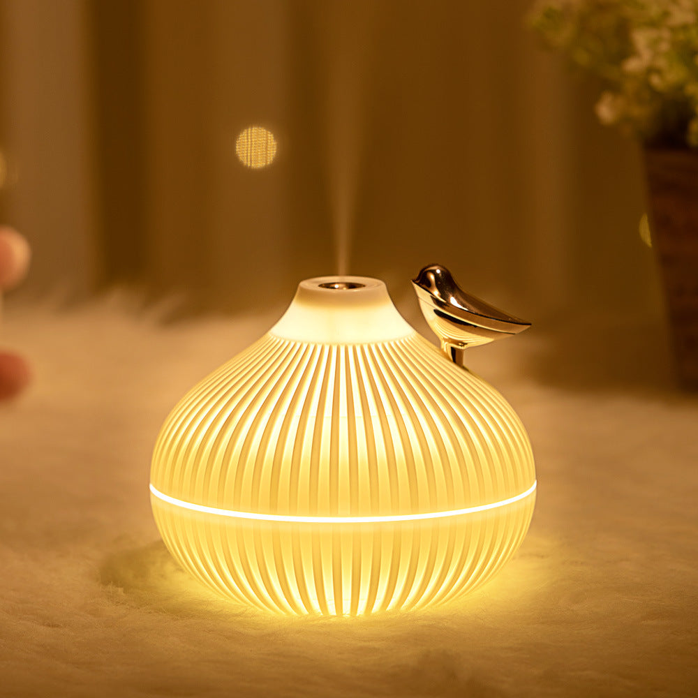 Portable USB Mini Onion Humidifier – Quiet Cool Mist Air Diffuser with 2 Spray Modes, LED Ambient Night Light, Car & Desk Aromatherapy Machine, Travel & Home Gift