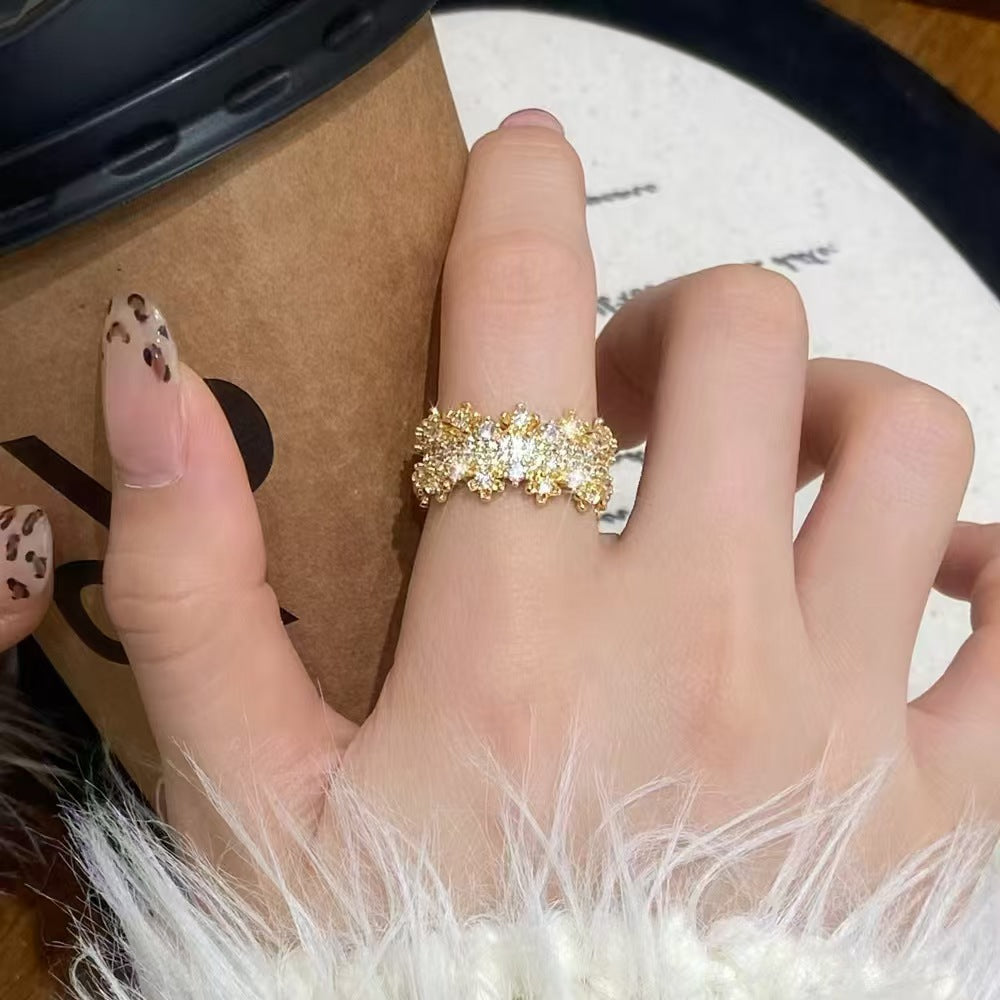 Exquisite Zircon Open Ring – Elegant Diamond-Style Women’s Fashion Jewelry