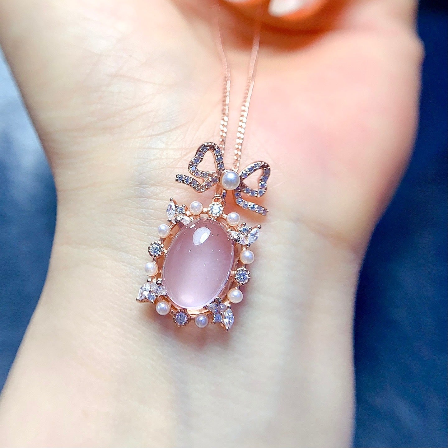 Natural Rose Quartz Crystal Pendant Necklace 925 Sterling Silver Healing Stone Jewelry
