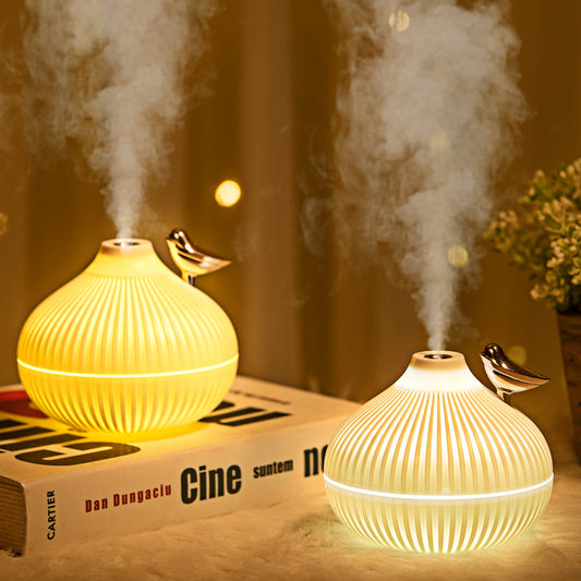 Portable USB Mini Onion Humidifier – Quiet Cool Mist Air Diffuser with 2 Spray Modes, LED Ambient Night Light, Car & Desk Aromatherapy Machine, Travel & Home Gift