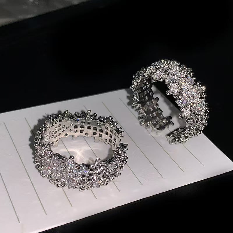 Exquisite Zircon Open Ring – Elegant Diamond-Style Women’s Fashion Jewelry