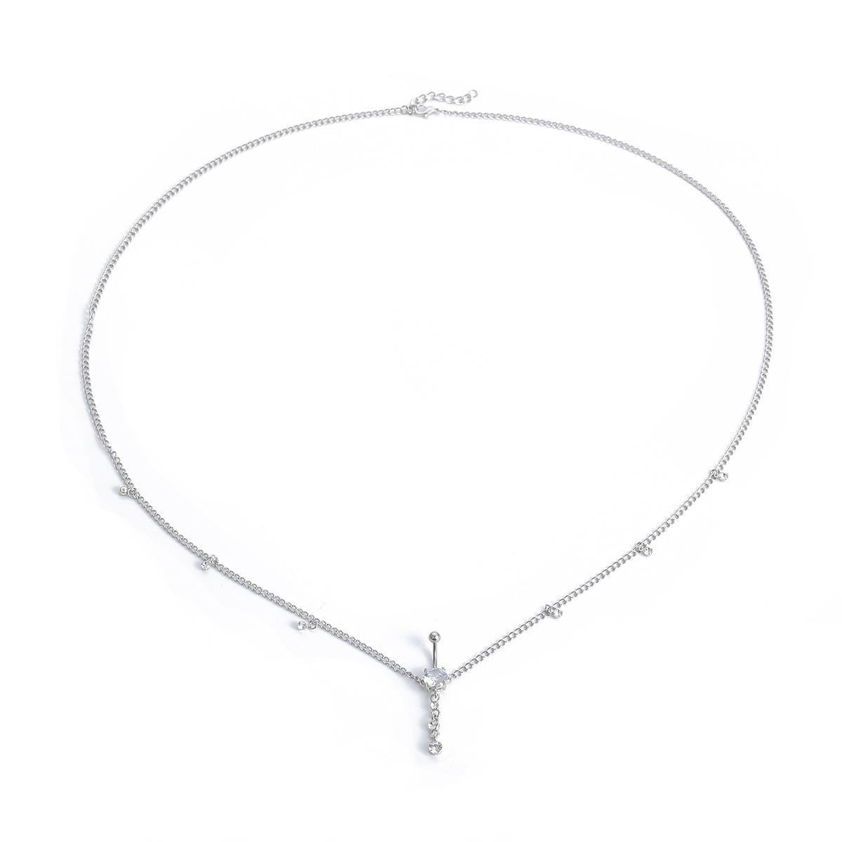 Sexy Rhinestone Belly Button Waist Chain – Dangle Navel Piercing Body Jewelry for Women