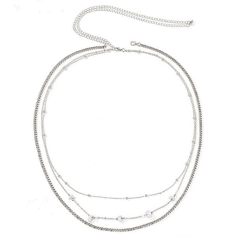 Hot Girl Aesthetic Silver Tassel Waist Chain – Multi-Layered Look