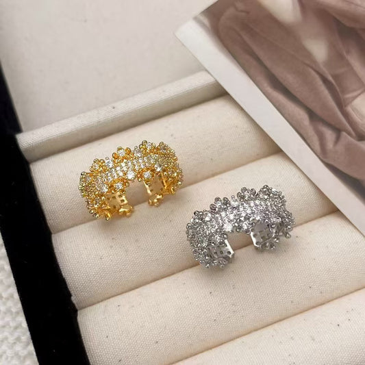 Exquisite Zircon Open Ring – Elegant Diamond-Style Women’s Fashion Jewelry