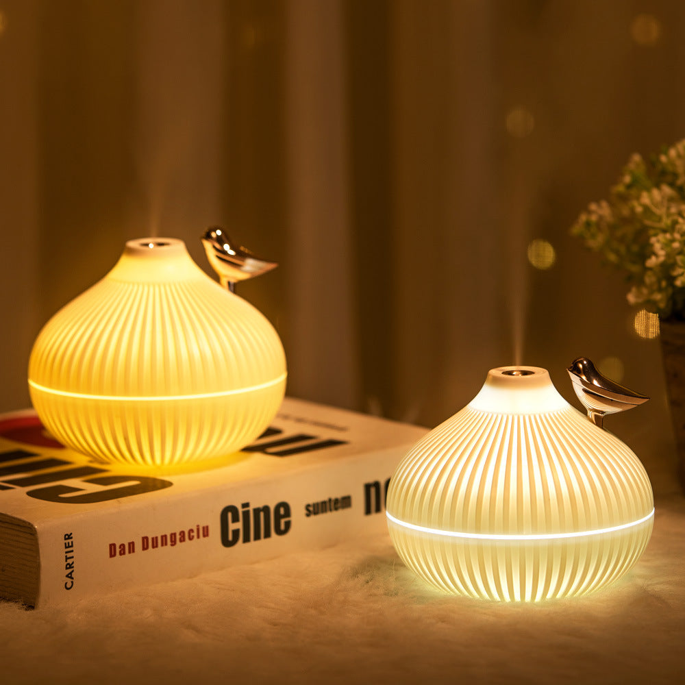 Portable USB Mini Onion Humidifier – Quiet Cool Mist Air Diffuser with 2 Spray Modes, LED Ambient Night Light, Car & Desk Aromatherapy Machine, Travel & Home Gift