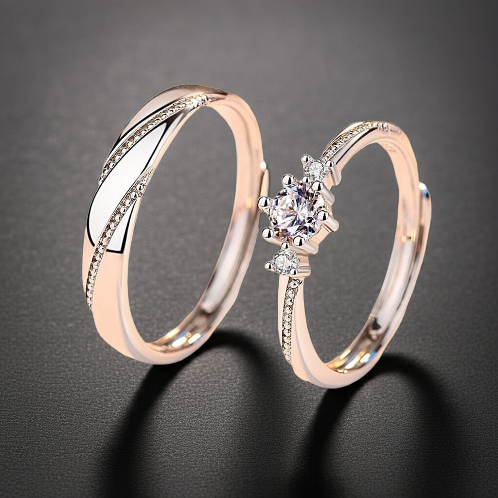 Sterling Silver Couple Rings – Matching Wedding Bands for Her & Him
