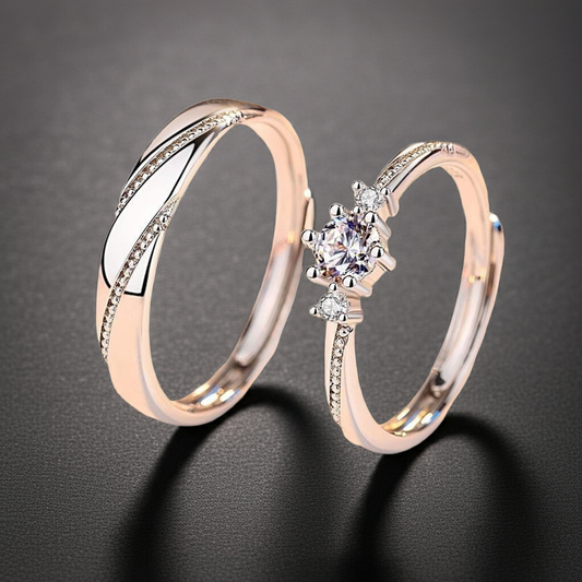 Sterling Silver Couple Rings – Matching Wedding Bands for Her & Him