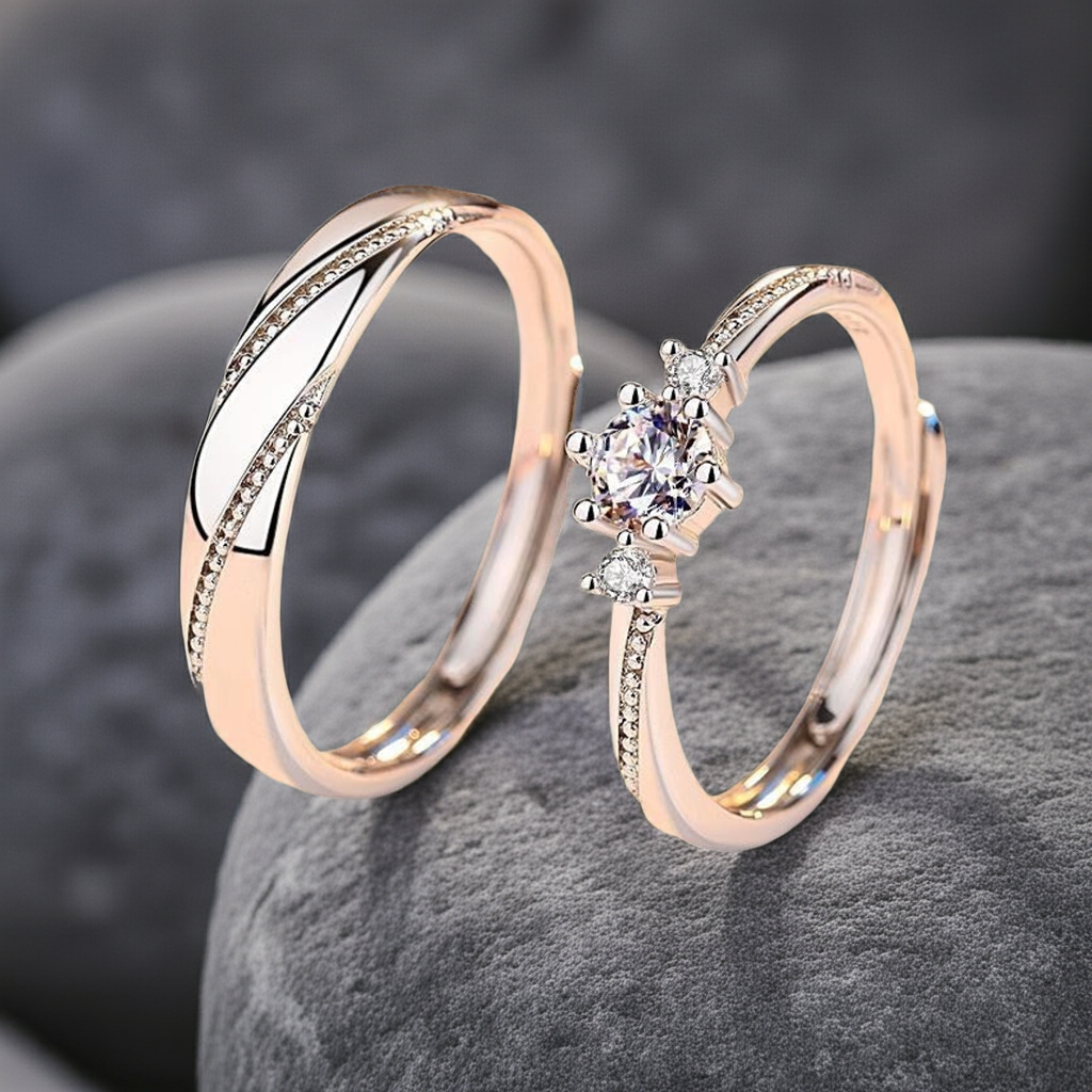 Sterling Silver Couple Rings – Matching Wedding Bands for Her & Him