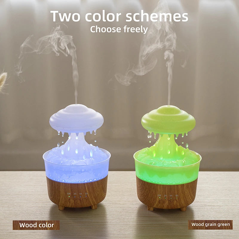 Rain Cloud Humidifier with Raindrop Sound & 7-Color LED - Essential Oil Diffuser & Night Light for Relaxation & Sleep