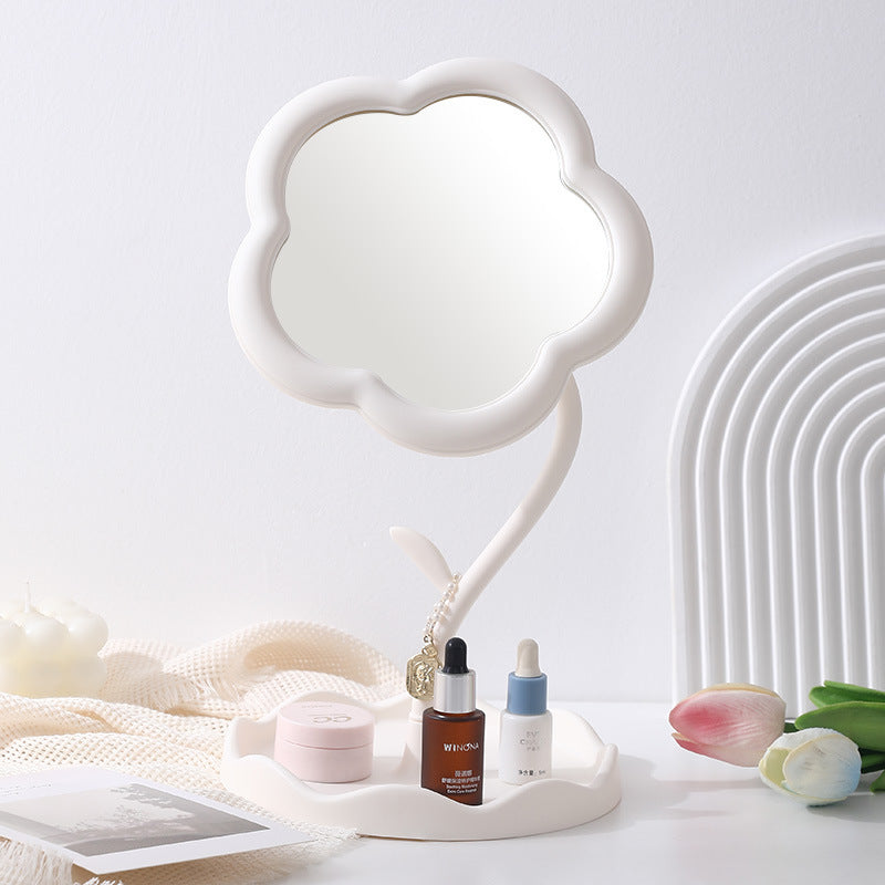 Portable Floral Desktop Makeup Mirror – Cute Sunflower Design, Detachable HD Vanity Mirror for Bathroom & Bedroom