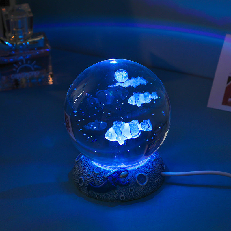 Luminous Crystal Ball with Resin Base – Home & Desk Decoration