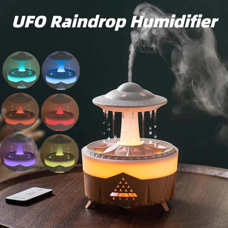 UFO Raindrop Humidifier โ USB Cool Mist Aromatherapy Diffuser for Home, Office & Bedroom