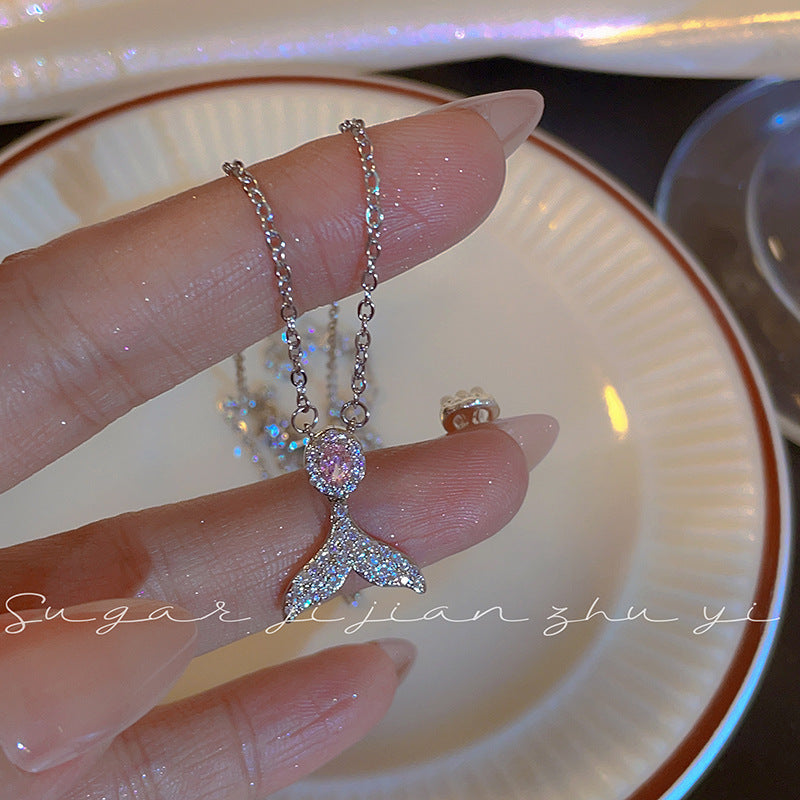 S925 Sterling Silver Fishtail Pendant Necklace for Women – Minimalist Design