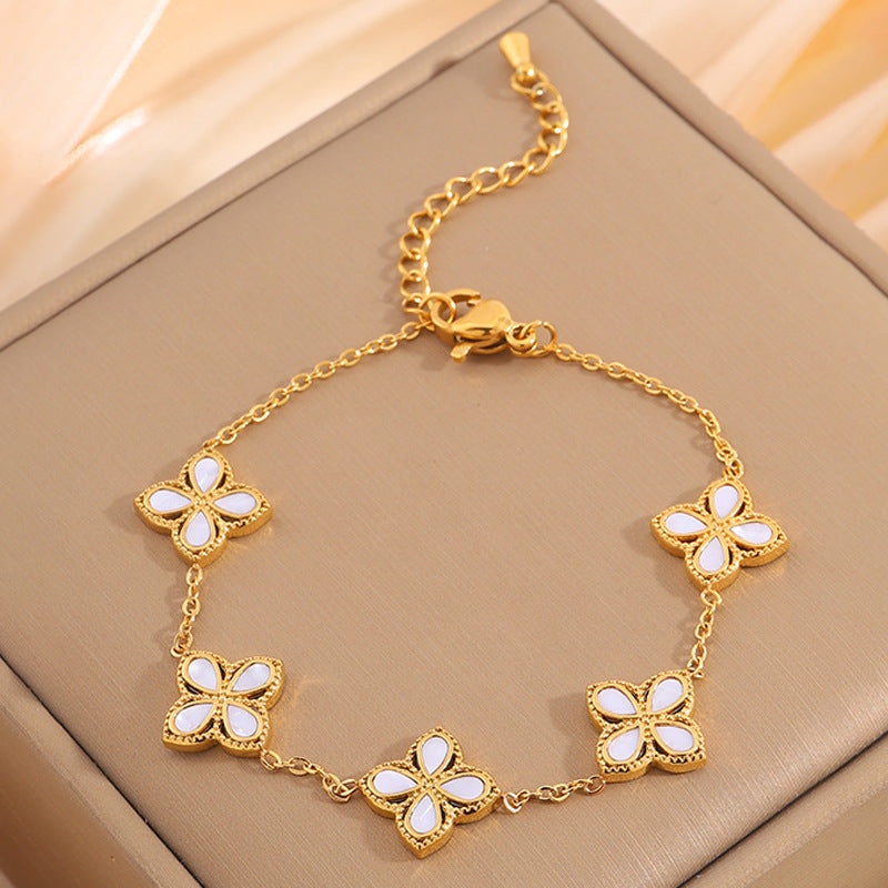 Women’s Clover Zircon Bracelet – Elegant Light Luxury Jewelry, High-Grade Fashion Accessory for Daily Wear & Gifts