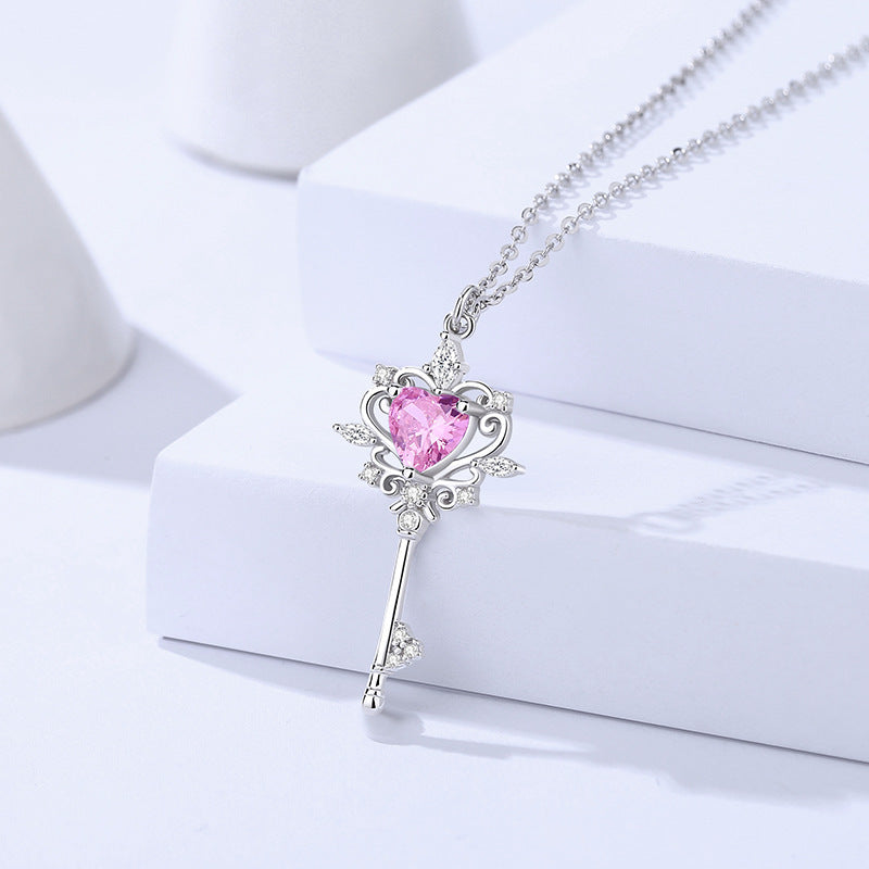 S925 Sterling Silver Guard Key Necklace – Elegant Women’s Pendant Jewelry, Original Design, Gift for Her