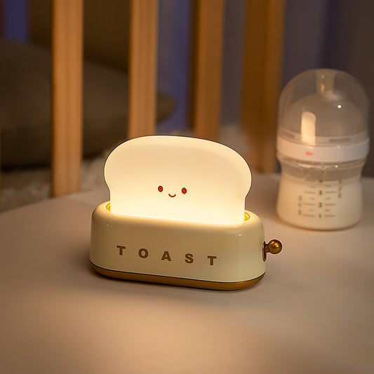 Toast-Shaped USB Table Lamp – Cute Bread Night Light, Dimmable LED, USB Rechargeable, Cozy Bedside Lamp for Home & Gifts