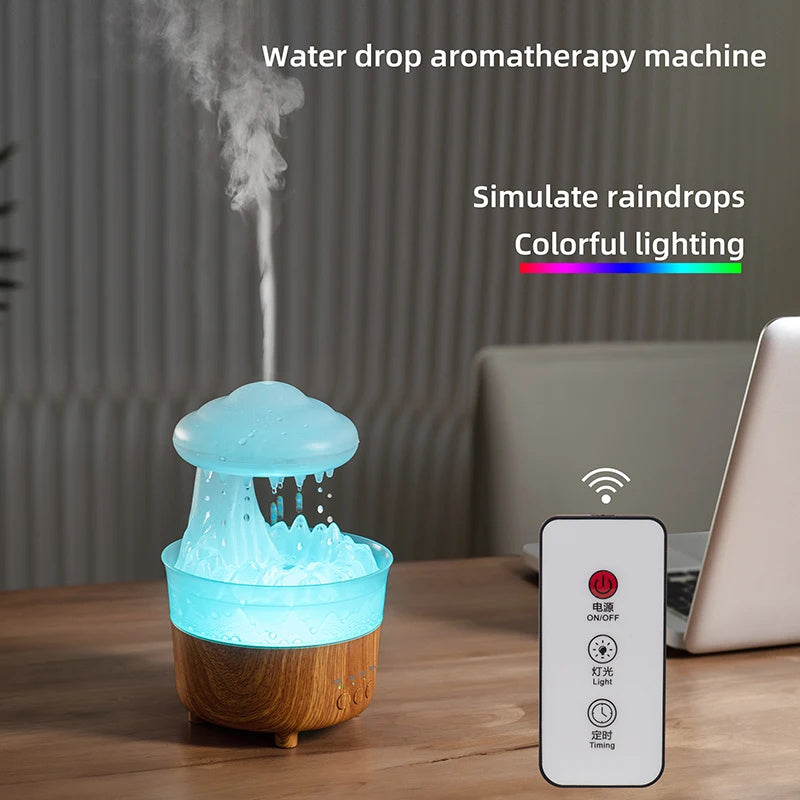 Rain Cloud Humidifier with Raindrop Sound & 7-Color LED - Essential Oil Diffuser & Night Light for Relaxation & Sleep