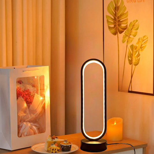 Black & White USB Ring Night Lamp – Dimmable LED Small Desk & Living Room Decoration