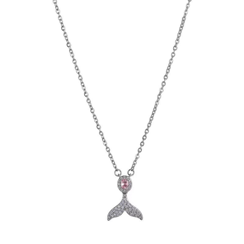 S925 Sterling Silver Fishtail Pendant Necklace for Women – Minimalist Design