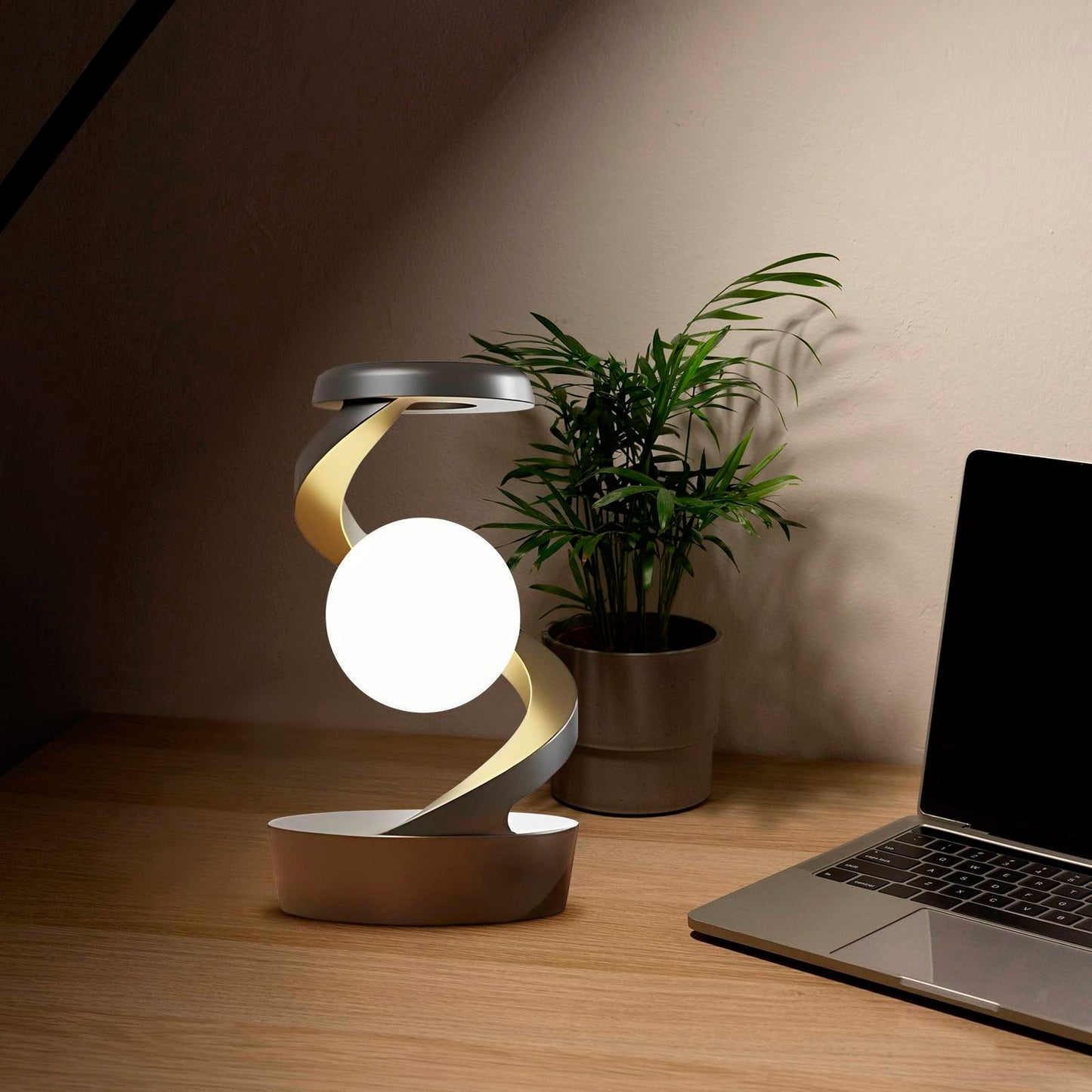 Rechargeable Desk Lamp with Hand-Wave Sensor & Wireless Phone Charging – LED Night Light for Bedroom, Desktop, Camping, and Outdoor Use