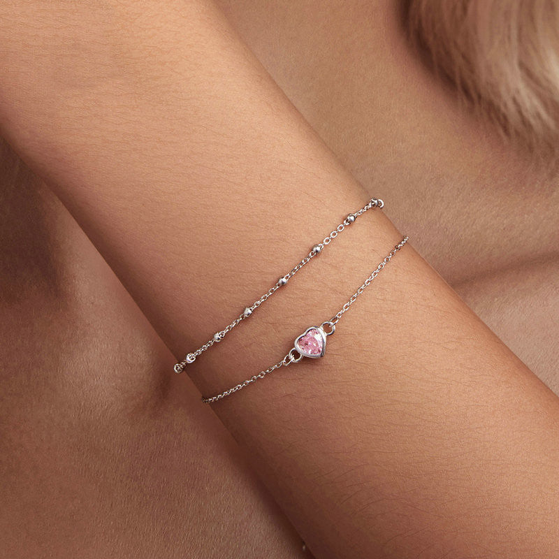 925 Sterling Silver Heart-Shaped Bracelet – Elegant, Sweet & Exquisite Design for Girls & Women