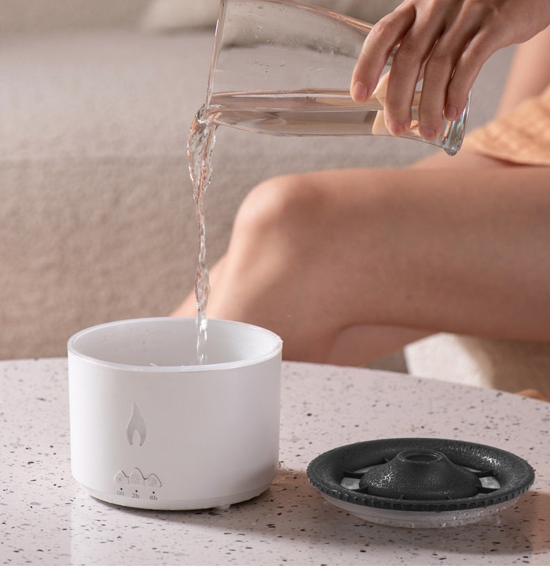 Two-Color Flame Volcano Humidifier – Aromatherapy Diffuser with Ring Mist Effect for Home & Office
