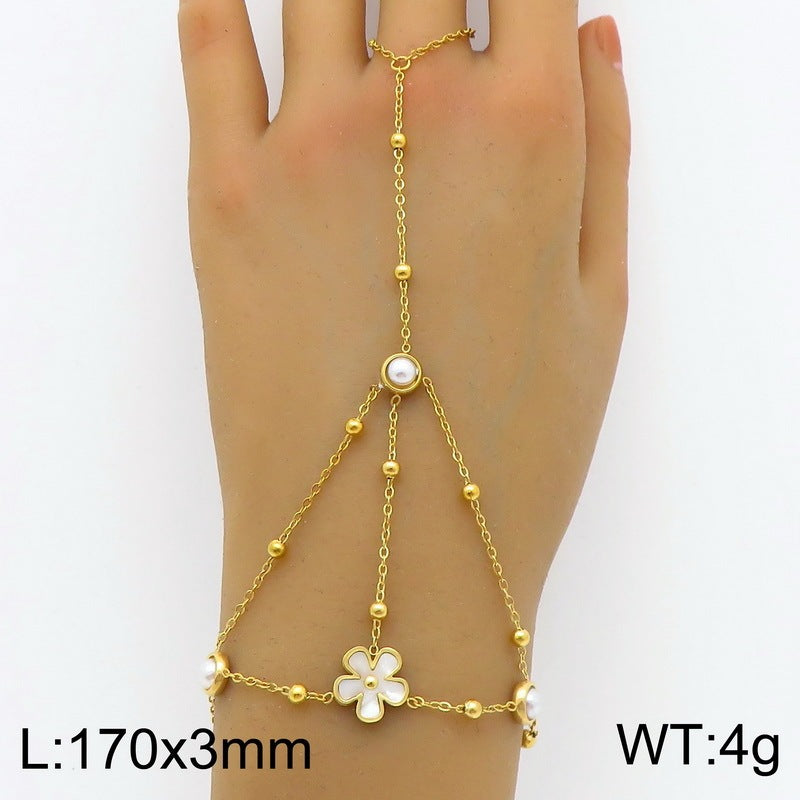 Delicate Finger Ring Bracelet – Stylish Stainless Steel Hand Chain for Women’s Fashion
