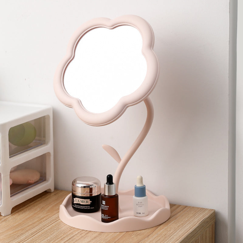 Portable Floral Desktop Makeup Mirror – Cute Sunflower Design, Detachable HD Vanity Mirror for Bathroom & Bedroom