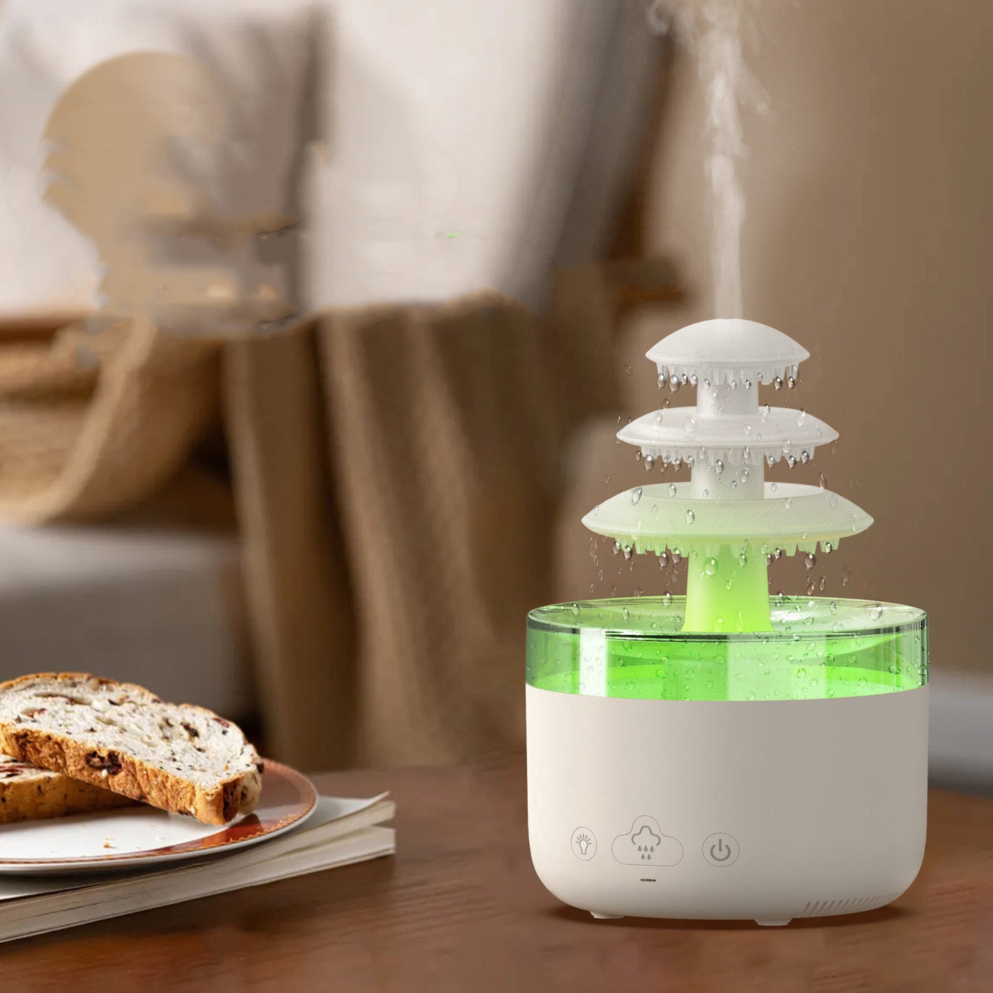 Cloud Rain USB Air Humidifier – Essential Oil Diffuser with Colorful LED Lights, Ultra-Quiet Mist for Home & Office
