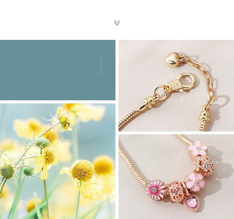 Love Daisy Beaded Bracelet – Hollow Diamond Charm Jewelry for Women
