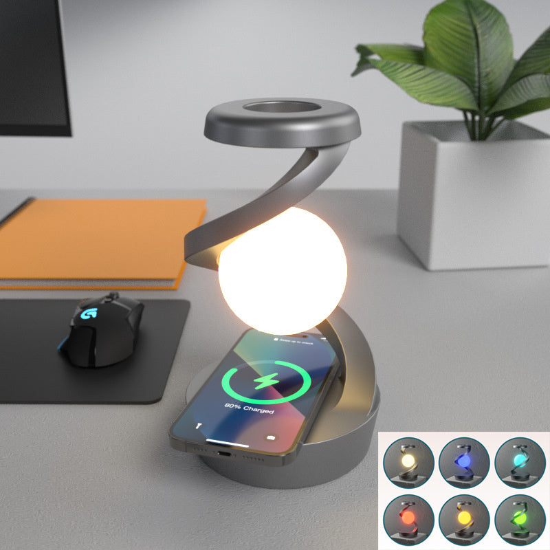 Rechargeable Desk Lamp with Hand-Wave Sensor & Wireless Phone Charging – LED Night Light for Bedroom, Desktop, Camping, and Outdoor Use