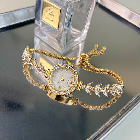 Affordable Luxury Diamond Quartz Watch with Adjustable Bracelet – Elegant Women's Timepiece