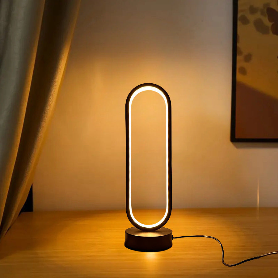 Black & White USB Ring Night Lamp – Dimmable LED Small Desk & Living Room Decoration