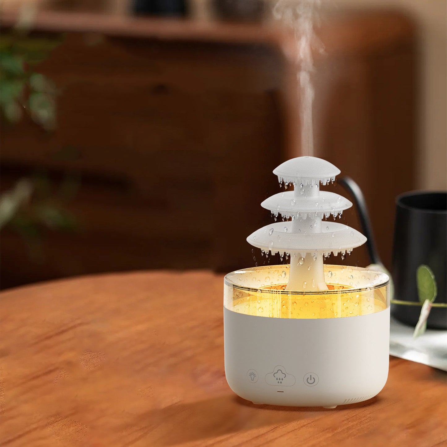 Cloud Rain USB Air Humidifier – Essential Oil Diffuser with Colorful LED Lights, Ultra-Quiet Mist for Home & Office