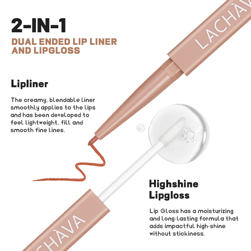 2-in-1 Matte Lip Liner and Transparent Moisturizing Lip Gloss Duo