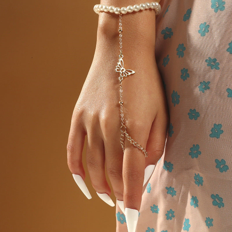 Trendy Tassel Linked Bracelet Ring – Fashion Chain Hand Jewelry for Women
