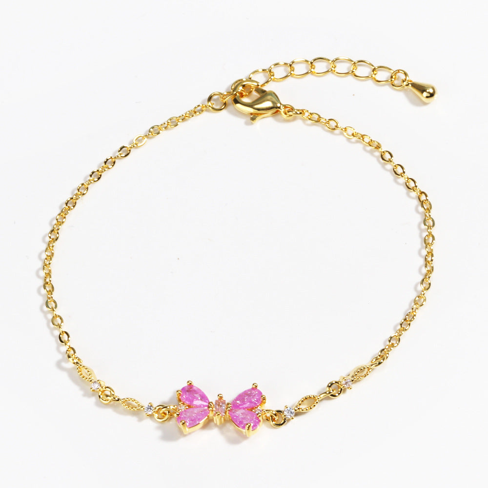 Sweet Bow Heart Rhinestone Chain Bracelet – Y2K Inspired Valentine's Day Fashion