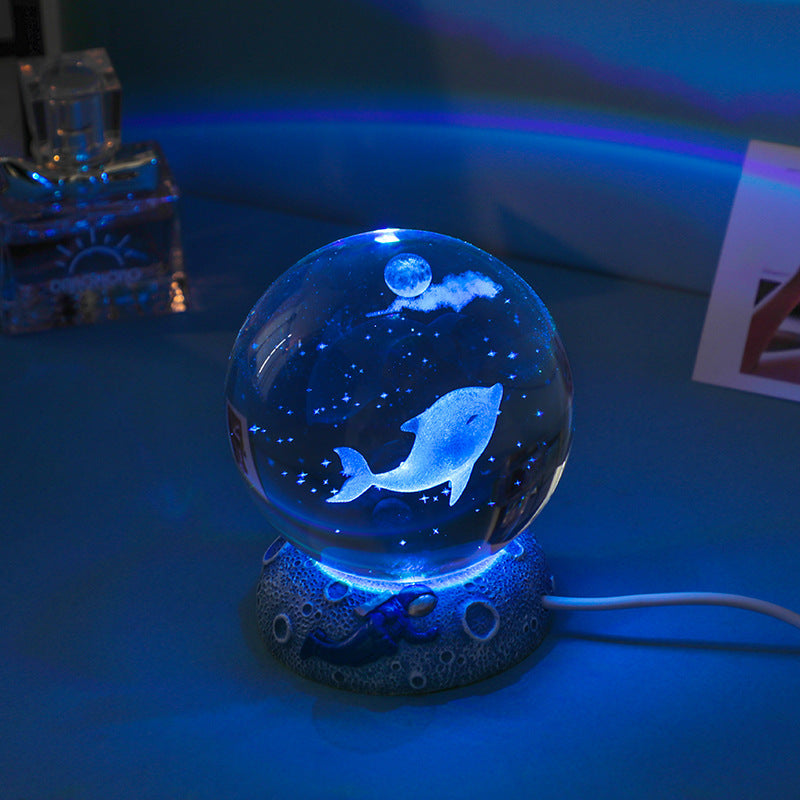 Luminous Crystal Ball with Resin Base – Home & Desk Decoration