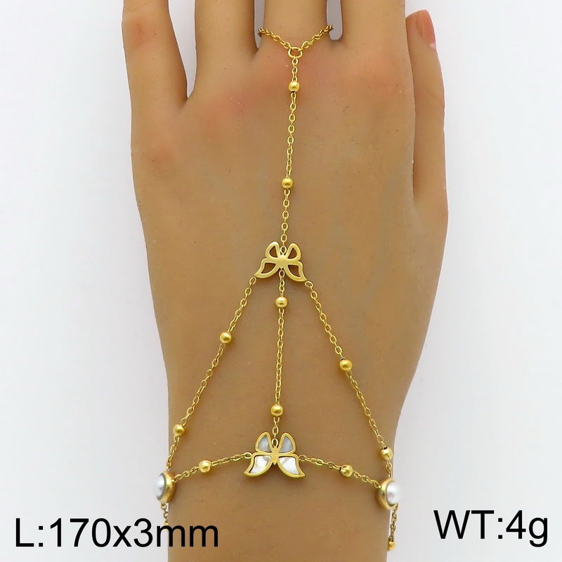 Delicate Finger Ring Bracelet – Stylish Stainless Steel Hand Chain for Women’s Fashion