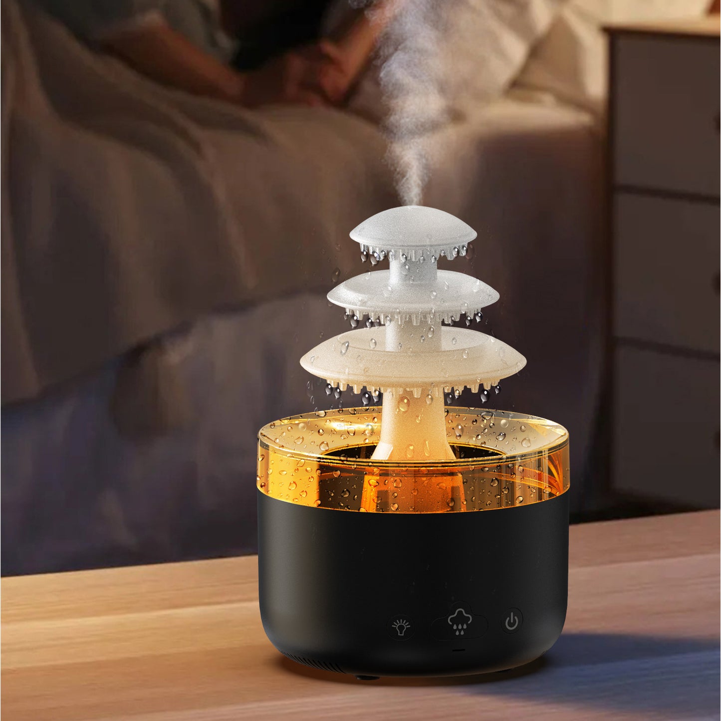 Cloud Rain USB Air Humidifier – Essential Oil Diffuser with Colorful LED Lights, Ultra-Quiet Mist for Home & Office