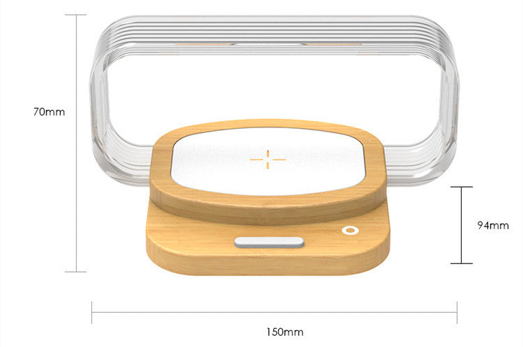 Wooden Wireless Charger Night Lamp – Touch LED Table Light with Mobile Phone Charging, Modern Bedside Lamp