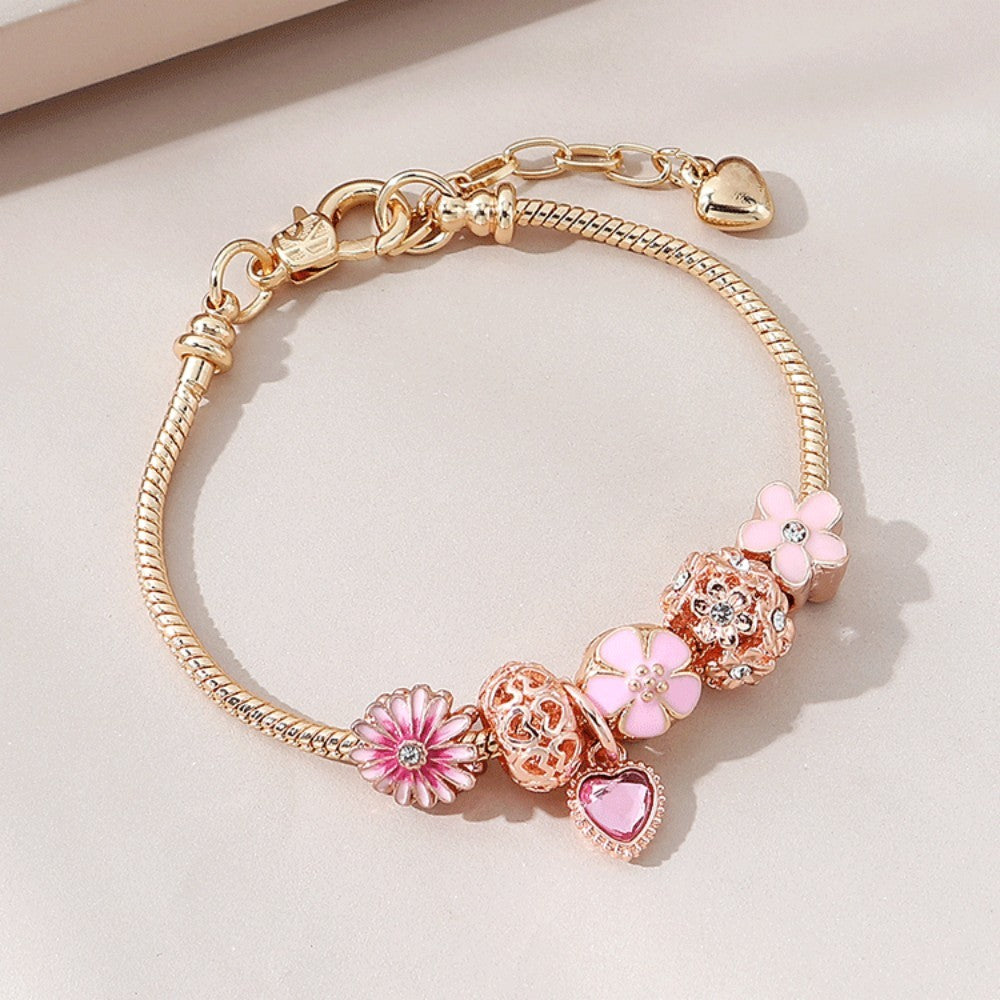 Love Daisy Beaded Bracelet – Hollow Diamond Charm Jewelry for Women