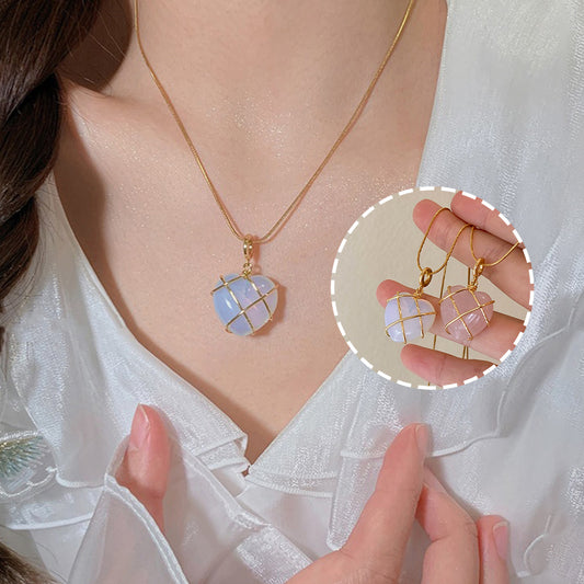 Moonstone Love Necklace with Cartoon Princess Charm – Trendy Jewelry for Girls