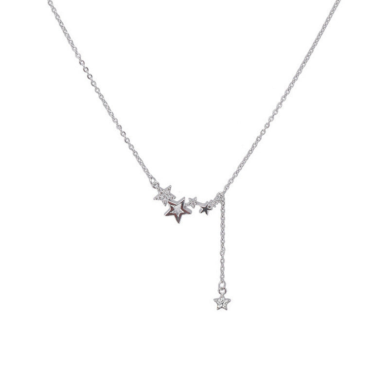 "Light Luxury Star Tassel Necklace – Zircon Pendant Jewelry for Women, Elegant & All-Matching"