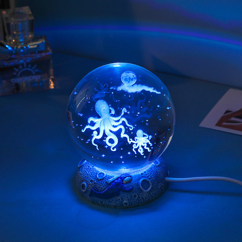 Luminous Crystal Ball with Resin Base – Home & Desk Decoration