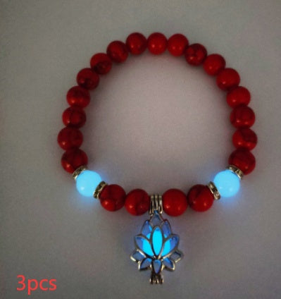 Luminous Lotus Natural Stone Bracelet – Glow-in-the-Dark Healing Beads for Men & Women | Yoga, Meditation & Buddhist Prayer Jewelry
